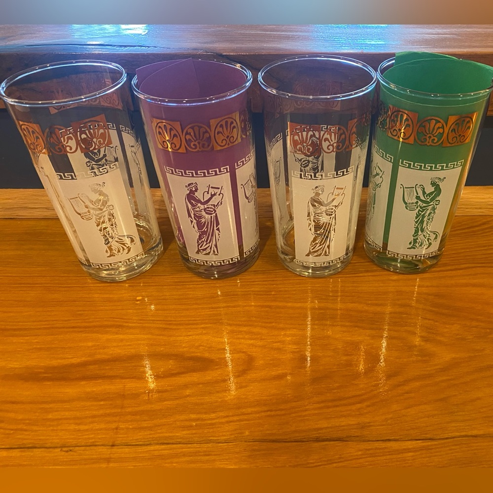 Vintage 1960’s Greek Cameo Highball Glasses